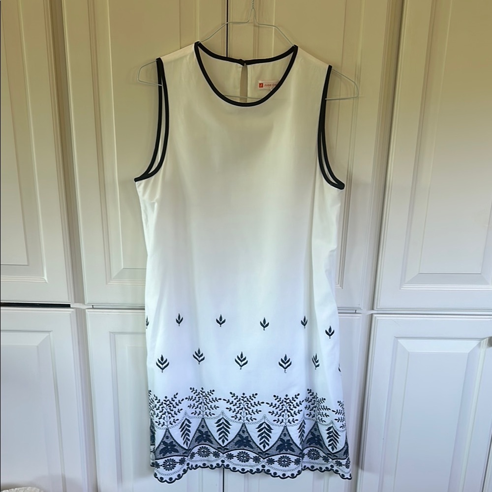 Jude Connally White Mini Dress with Navy Accents